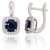 Sidabriniai auskarai ant cilindrinės spynos - 4.7 g. - 19 mm. - Cirkonai , Safyras (3Ct)