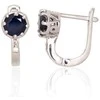 Sidabriniai auskarai ant cilindrinės spynos - 3.2 g. - 16 mm. - Cirkonai , Safyras (4,8Ct)