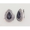 Sidabriniai auskarai anglišku užsegimu, Metalas: Sidabras, Praba: 925°, Akmuo: Oniksas - 22 mm. - 6.8 g.