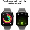 Išmanusis laikrodis „Apple Watch Series 11 GPS + Cellular“, 42 mm, natūralaus titano korpusas su akmeniniu pilkos spalvos sportiniu dirželiu – S/M