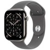 Išmanusis laikrodis „Apple Watch Series 11 GPS + Cellular“, 42 mm, natūralaus titano korpusas su akmeniniu pilkos spalvos sportiniu dirželiu – S/M