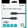 Kabelis DELTACO USB4 gen3, USB-C - USB-C, 5A EPR, juoda, 0,8m / USBC-4008M