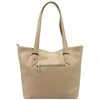 Moteriška didelė natūralios odos rankinė MiaMore 01-058, tamsiai smėlio, shopper tipo