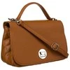 Moteriška karamelinės spalvos „David Jones“ crossbody rankinė su sidabro spalvos furnitūra