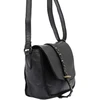 Moteriška natūralios odos juoda crossbody rankinė su dekoratyvia rankena VS 002