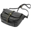Moteriška natūralios odos juoda crossbody rankinė su dekoratyvia rankena VS 002