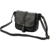 Moteriška natūralios odos juoda crossbody rankinė su dekoratyvia rankena VS 002