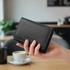 Moteriška odinė piniginė STEVENS, juoda, su RFID apsauga Z01-D02