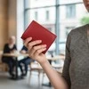 Moteriška odinė piniginė Stevens, raudona, su RFID apsauga Z01-D02
