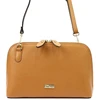 Moteriška odinė rankinė MiaMore 01-043, camel, su auksinės spalvos detalėmis