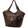 Moteriška odinė shopper tipo rankinė VS016, tamsiai ruda, talpina A4