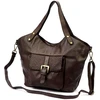 Moteriška odinė shopper tipo rankinė VS016, tamsiai ruda, talpina A4