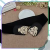 Moteriškas elastingas diržas juodas 6 cm, auksinė sagtis D13