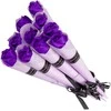 Muilinių rožių puokštė violetinė, 10 vnt., 28 cm