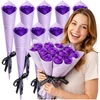 Muilinių rožių puokštė violetinė, 10 vnt., 28 cm