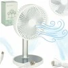 Nešiojamas belaidis USB stalo ventiliatorius su akumuliatoriumi, 4 greičiai, LED, 38 cm, baltas