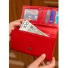 Odinė piniginė moterims Stevens su RFID apsauga, raudona