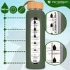 Peterson motyvacinė stiklinė vandens gertuvė su valandų žymomis, silikoniniu dėklu, 960 ml, žalia
