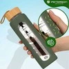 Peterson motyvacinė stiklinė vandens gertuvė su valandų žymomis, silikoniniu dėklu, 960 ml, žalia