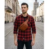 Peterson vyriška maža odinė juosmens ir per petį nešiojama rankinė (crossbody), ruda RT7
