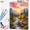 Tapyba pagal numerius su rėmu 40 x 50 cm „Namelis kalnuose“ TP54