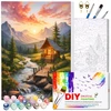 Tapyba pagal numerius su rėmu 40 x 50 cm „Namelis kalnuose“ TP54