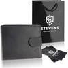 Vyriška odinė piniginė Stevens su RFID apsauga, juoda PREMIUM W-325A