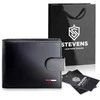 Vyriška odinė piniginė Stevens su RFID apsauga, juoda PREMIUM 07-325A