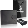 Vyriška odinė piniginė Stevens su RFID apsauga, juoda PREMIUM W-325A