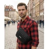 Vyriška „Peterson“ lengva juoda crossbody rankinė per petį su užtrauktuku, iš tekstilės