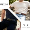 Vyriškas dvipusis odinis diržas STEVENS, juodas/rudas, dovanų rinkinys P2