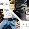 Vyriškas odinis automatinis diržas STEVENS, juodas, dovanų rinkinys D39751
