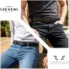 Vyriškas odinis automatinis diržas STEVENS, juodas, 2 dalių dovanų rinkinys D39736