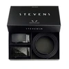 Vyriškas odinis automatinis diržas STEVENS, juodas, dovanų rinkinys D39751