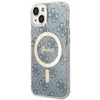Apple iPhone 14 Pro Max Guess dėklas 4G Print MagSafe + Belaidis Įkroviklis (GUBPP14LH4EACSB) mėlynos spalvos