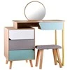 Jokomisiada Šiuolaikinis stilingas padažo stalas + veidrodinė taburetė mergaitėms