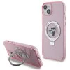 Apple iPhone 15 Karl Lagerfeld dėklas Ring Stand Karl&amp;Choupettte MagSafe (KLHMP15SHMRSKCP) rožinės spalvos