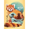 Dėlionė Ravensburger Puzzle 3x100 Pieces: Ukiyo-E Cat Warrior, Raudona Panda and Dragon & Easel Set