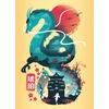 Dėlionė Ravensburger Puzzle 3x100 Pieces: Ukiyo-E Cat Warrior, Raudona Panda and Dragon & Easel Set