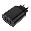 USB tinklo įkroviklis PLP37D, 18W, Quick Charge 3.0, 3 USB, juodas