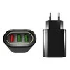 USB tinklo įkroviklis PLP37D, 18W, Quick Charge 3.0, 3 USB, juodas