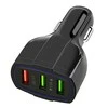 Automobilinis USB įkroviklis PLS34F su 3xUSB QC 3.0, juodas