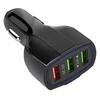 Automobilinis USB įkroviklis PLS34F su 3xUSB QC 3.0, juodas