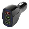 Automobilinis USB įkroviklis PLS34F su 3xUSB QC 3.0, juodas