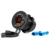 Vandeniui atsparus telefono įkroviklis su skaitmeniniu voltmetru ir raudonu LED indikatoriumi, USB + USB-C QC3.0 12/24V AMIO-04222