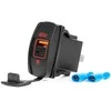 Vandeniui atsparus telefono įkroviklis su raudonu LED apšvietimu, USB + USB C QC3.0 12/24V AMIO-04229
