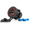 Vandeniui atsparus telefono įkroviklis su raudonu LED apšvietimu, 2xUSB QC3.0 12/24V AMIO-04221