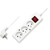 Blow 9594# PS-370wsp maitinimo prailginimo kabelis 3 lizdai su įžeminimu + jungiklis 3m baltas 3x1mm