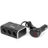 Trijų lizdų prailgintojas su įkrovikliu ir skaitmeniniu ekranu 2x USB-A QC 3.0 12/24V 120W 80 cm AMIO-04364