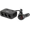 Trijų lizdų prailgintojas su įkrovikliu ir skaitmeniniu ekranu 2x USB-A + 1x USB-C QC 4.0 12/24V 120W 80 cm AMIO-04366